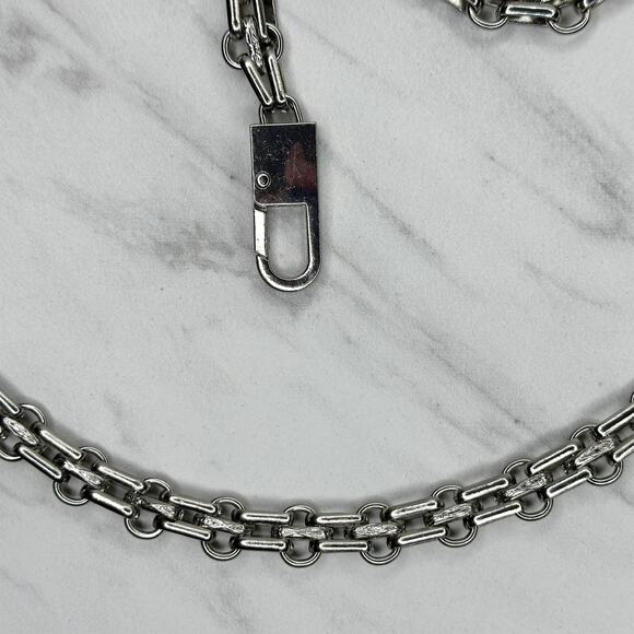 Biker Chain Purse Strap Silver Tone Replacement Handbag Crossbody 43" ✨ - Picture 7 of 11